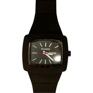 Framed Watch Black Analog Wrist Watch Day Date Cal